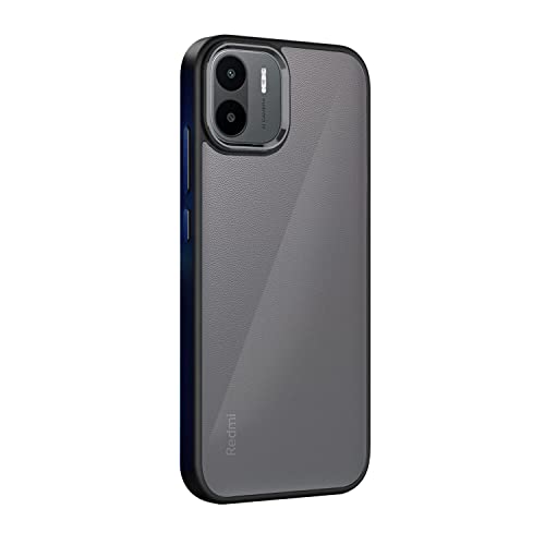 Image of Amazon Brand - Solimo Electroplated Chrome Metal Ring Raised Edges Super Soft Side TPU Bumper Case for Redmi A1 2022 - Black