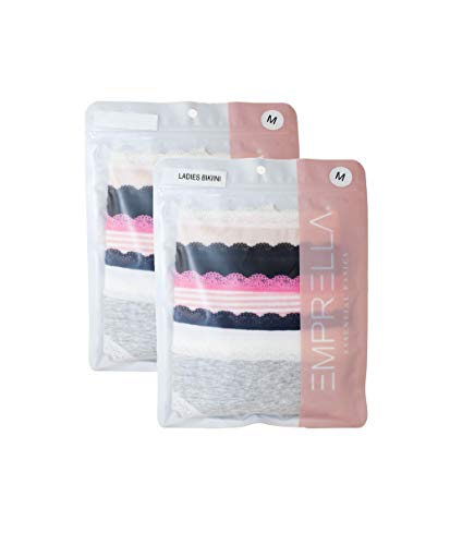 Emprella Cotton Underwear Women, 8 or 5 Pack Womens Bikini Seamless Ladies Cheeky Panty - Large