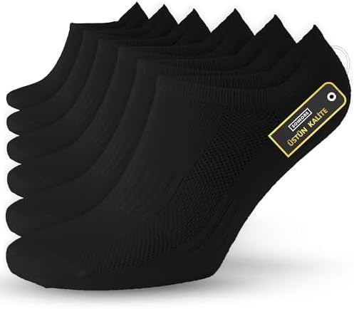 SONNORS 6 Çift Uniseks Sneaker Kadın Erkek Çorap - Organik Pamuk Patik Spor Çorabı - Kısa Çorap Dikişsiz Rahat Kalıp - Beyaz Siyah Gri - Görsel 2