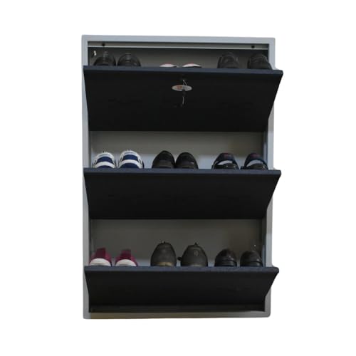 Image of I Metal Shoe Rack I Slim and Wall Mounted I 3 Shelves (Grey Colour) I Coad LC 2L-03 GR I Height 43 Inches, Width 29 Inches, Depth 5.5 InchesI 3 Years Warranty.