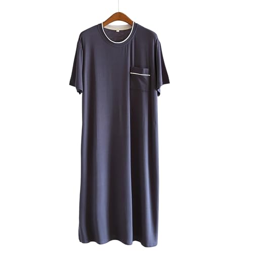Men's Nightshirt Casual Crewneck Short Sleeve Nightgown Lightweight Loose Fit Nightdress Knee Length Loungewear2