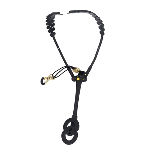 Saxophone Shoulder Harness, 360 Degree Swivel Support Adjustable Saxophone Shoulder Strap with Metal Snap Hook for Alto Tenor Soprano Saxophone, Flute