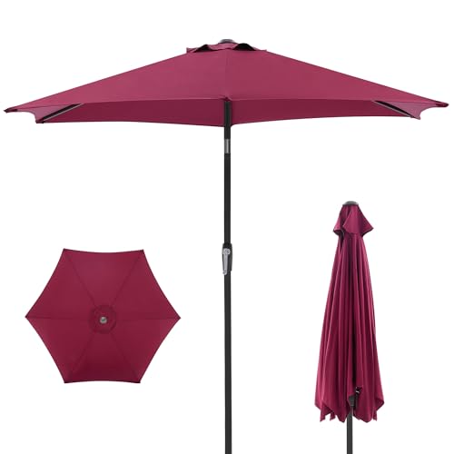 OLIXIS 7.5ft Patio Umbrella with Tilt and Crank Button & 8 Sturdy Ribs Waterproof, Patio Table...