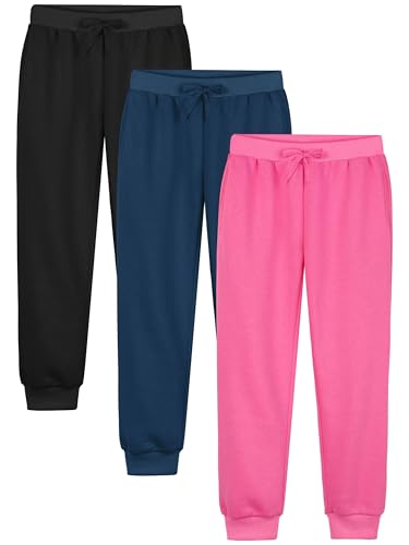 Resinta Girls Fleece Lined Sweatpants Youth Jogger Athletic Pants Kids Pull-On Pants with Pockets and Drawstring