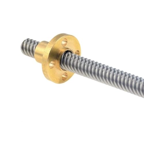 Stepper Screw T8 Screw Rod with Brass Nut 2mm Pitch 2mm 4mm 8mm 10mm 12mm 16mm 20mm Lead T8 Lead Screw Rod Stepper Motor Trapezoidal Rod Tapped Block(Pitch 2mm Lead 16mm,300mm)
