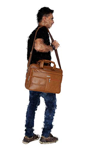 Zipline Laptop bags for men office use | Synthetic Leather Laptop Bag for Man Women, 15.6" Compatible Laptop, Macbook, Macbook Pro Messenger Bags for Men & Women (1-Tan Bag)