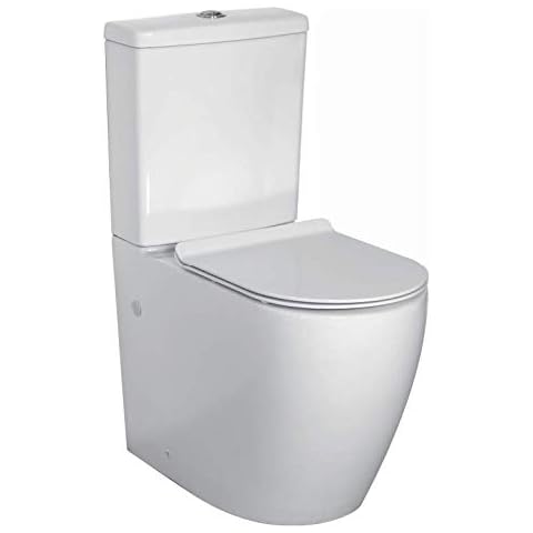 Raised Comfort Height Toilet WC Closed Coupled Toilet WC Pan Soft Closing Slim Line Seat Cover