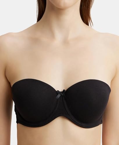 Image of Jockey FE52 Women's Under-Wired Padded Super Combed Cotton Elastane Stretch Full Coverage Multiway Styling Strapless Bra with Ultra-Grip Support Band