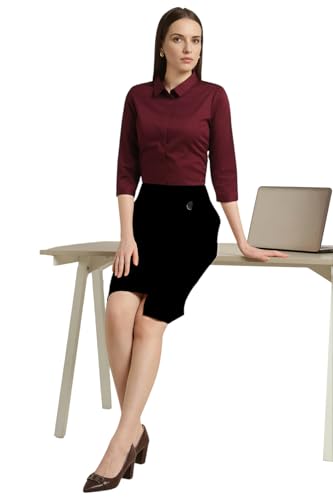Image of Van Heusen Women's Regular Fit Solid 3 /4 Sleeve Cotton Rich Formal Shirt