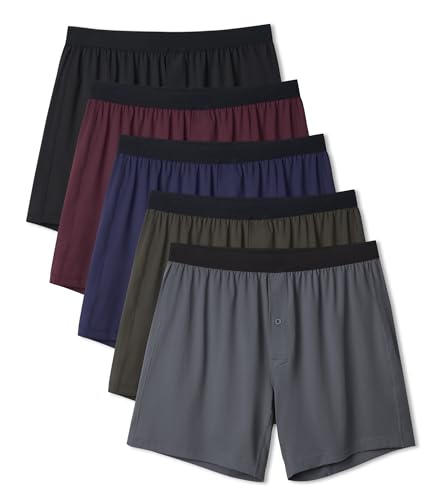 DAVID ARCHY Men's Light Sports Boxer Shorts Underwear Breathable and Cool Boxers with Button Fly 3 or 5 Pack