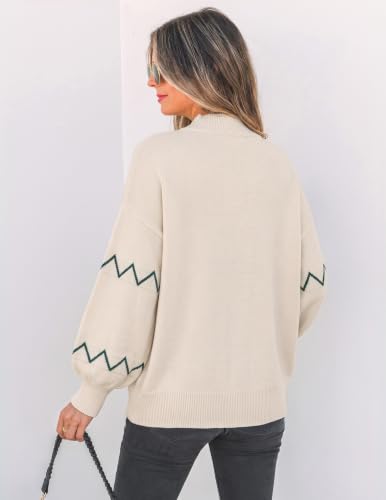 Image of ZESICA Women's 2026 Fall Striped Pullover Sweaters Tops Fashion Outfits