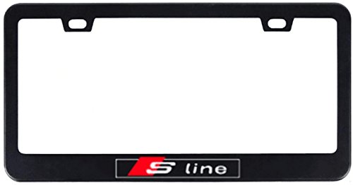 Deselen - LP-BS06P - Stainless Steel S-Line License Plate Frame with Screw Caps Cover Set for Audi S line, Black (2 Pieces)