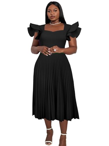 Amazon.com: AOMEI Women's Black Square Collar Ruffles Sleeve