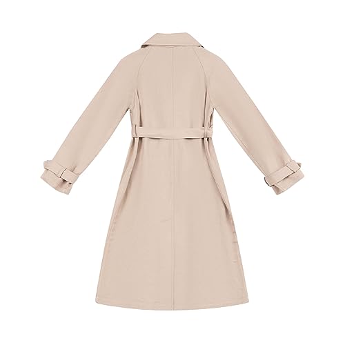 ASSUAL Womens 3/4 Length Trench Coat, Classic Double Breasted Lapel Belt Windbreaker For Workplace Business Commuting2