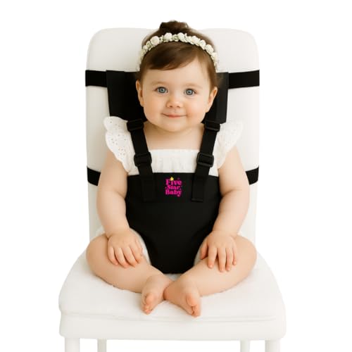 Image of Portable Baby Chair Strap - Travel Dining Seat Cover for Babies & Toddlers | Portable Baby Chair for Travel | Compact, Foldable Baby Seat Cover - Black