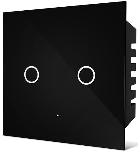 Image of NETSTAR 2-Switch Smart Wi-Fi + Bluetooth Touch Switch (15 Amp each) | Netstar App & SmartLife App Control I Compatible with Alexa, Google, Siri | Glass Finish