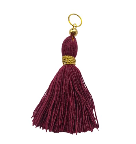 Image of Zippy Flora Micro 1.5 inch Length Cotton Handmade Tassels for Saree /Blouse /Dupatta /DIY /Decor (Pack of 12) (Burgundy)