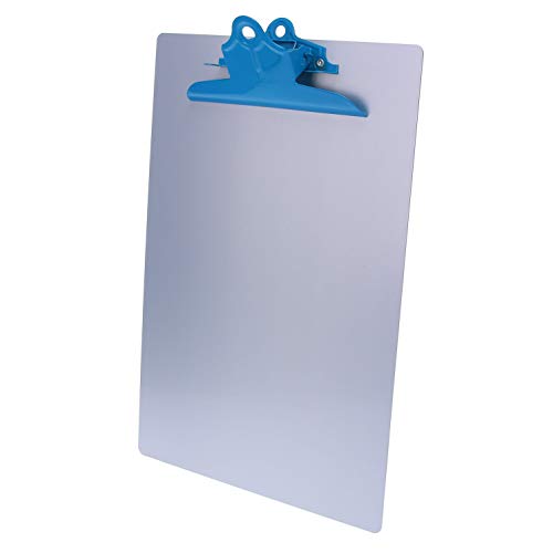 Saunders Prancheta de alumínio reciclado prata com clipe azul – 22515 x 28 cm tamanho carta porta-do