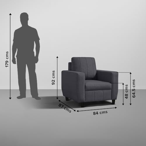 Image of Sleepyhead Bae Designed by Duroflex - 1 Seater Sofa Chair, Premium Fabric |Space-Saving Design |Comfort & Easy Maintenance |3 Years Warranty |Stylish Single Seater for Living Room - Stone Grey