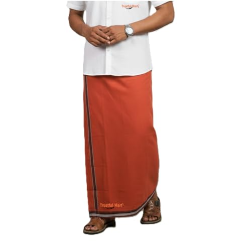Trustful Mart Kavi Dhoti for men - Kavi Mundu Kavi lungi for men Cotton crafted from 100% Cotton yarns [Pack Of 1]