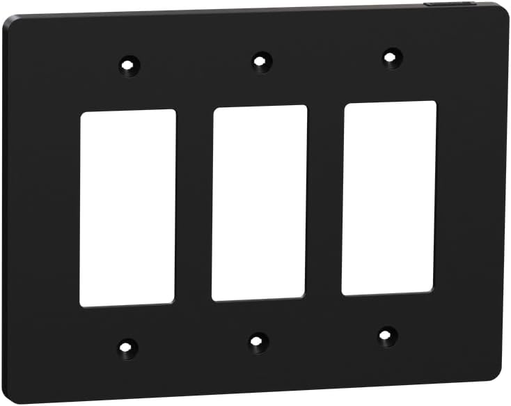 Square D by Schneider Electric X Series Wall Plate for Outlet and Light Switch, Mid Size Plus 3 Gang, Matte Black