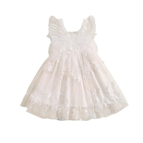 Toddler Infant Baby Girls Summer Dress Newborn Girl Tulle Dress with Butterfly Wing Beach Party Fall Clothes