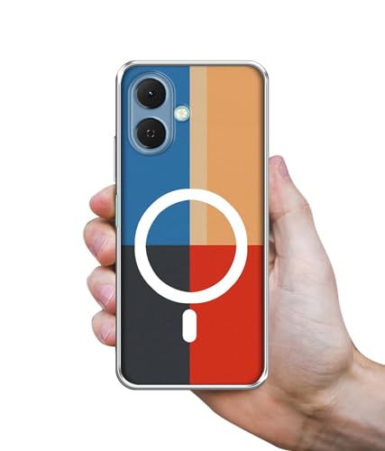 Image of Casotec Back Cover for Tecno Spark Go 2 4G Color Block Minimal Magnetic Ring Design (Not Magnetic Compatible) | UV Printed Soft TPU Shockproof Back Case for Tecno Spark Go 2 4G