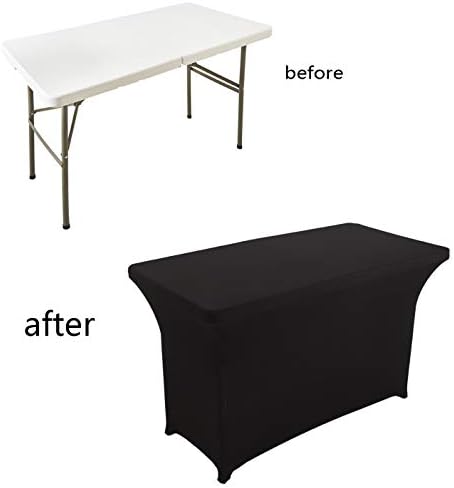 LZY Spandex Fitted Stretch Table Cover for 6 ft or 4ft or 8ft Folding Table, Rectangular Cocktail Tablecloth, Perfect for Party or Banquet
