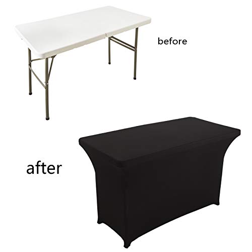 LZY Spandex Fitted Stretch Table Cover for 6 ft or 4ft or 8ft Folding Table, Rectangular Cocktail Tablecloth, Perfect for Party or Banquet