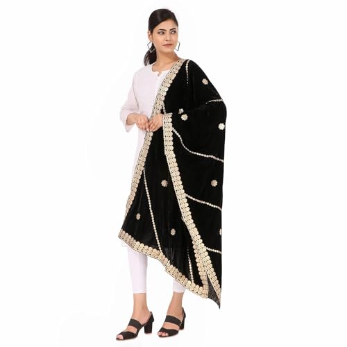 Women's Striped Gota Patti Velvet Dupattas2