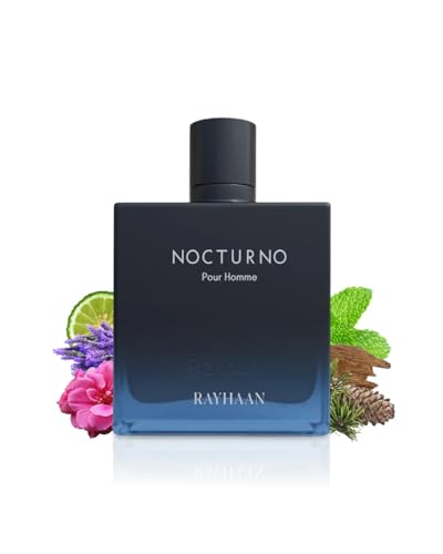 Image of Rayhaan Nocturno Pour Homme Eau de Parfum for Men 100ml Long Lasting Luxury Night Fragrance Elegant Black Blue Glass Bottle