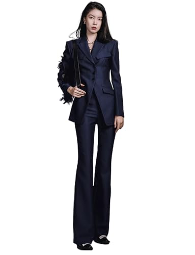 Costume deux pièces femme veste et pantalon à revers de pointe pour banquet