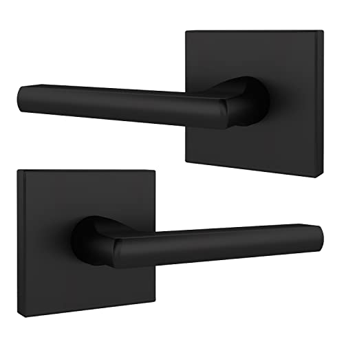Image of Mega Handles Prime Dummy Lever, Door Handle for Closet or French Doors, Single Side Door Levers, Non-Turning, Fits All Standard Door Sizes, Covered Screws Included - Matte Black (2 Pack) 5 inch