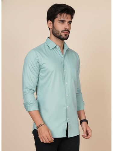 Image of Full Sleeve Black Formal Shirt for Men Cotton Regular Fit Casual - Pure Premium Branded Shirts for Men Formal Stylish Slim Plain Solid Man Wear as Office and Party
