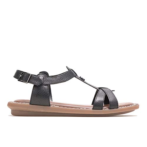 Hush Puppies Sapato feminino Olive com tira em T, Couro preto, 7