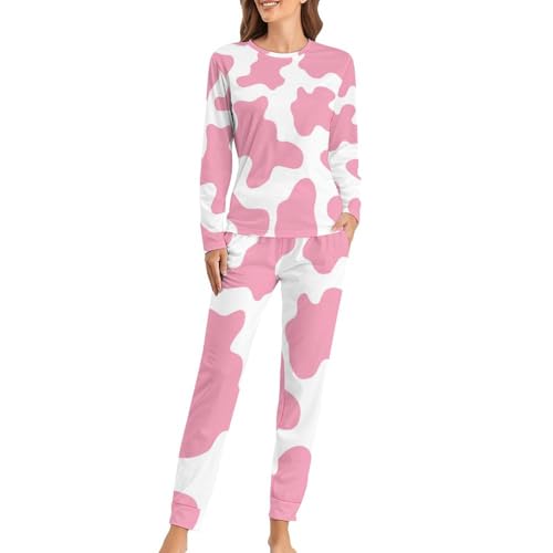 Pyjama femme vache rose anti-froid pour dormir confortablement toute la nuit