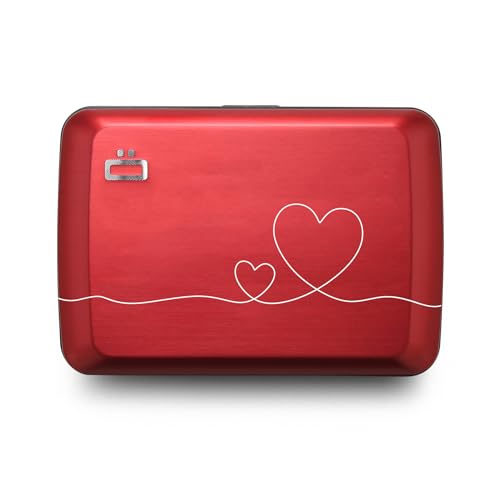 Image of OGON -DESIGNS- Aluminum card holder with metal lock, RFID protection against fraud and demagnetization, compact wallet, Smart Case OSLO model