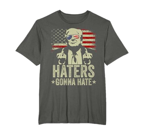 Lustige Hasser Werden Präsident Donald Trump mit dem Mittelfinger hassen T-Shirt
