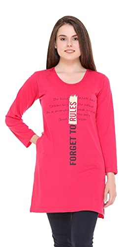 Image of In Love Women's Plus Size Printed Long Tops, Round Neck 3 /4 Sleeve Relaxed Fit Longline T-Shirt Tunic