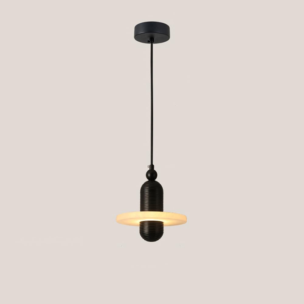 HUAYUSEDF Modern Alabaster Pendant Light Fixture Mid Century Bedroom Marble Hanging Lamp Indoor Black Lighting Nordic Natural Stone Kitchen Chandelier for Living Room Bar Counter Dining