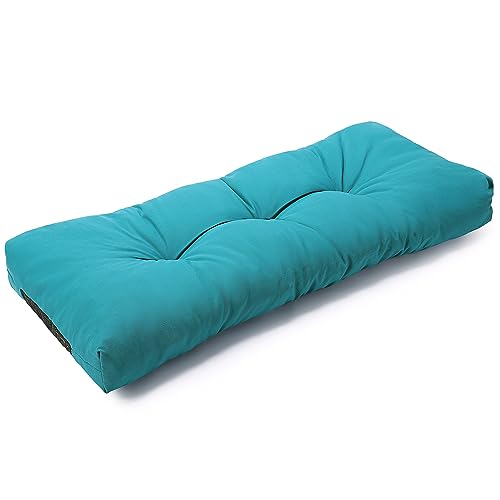 SUNROX LokGrip Non Slip Tufted Memory Foam Bench Cushion, FadeShield Water Resistant Durable Thicken Outdoor/Indoor Bench Seat Pads 42x16x4 inch, Turquoise