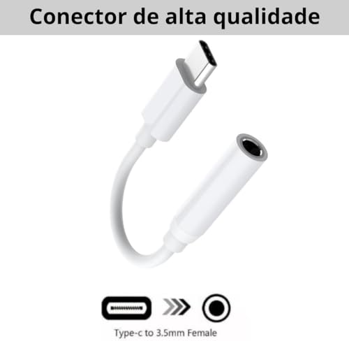 Caboo Adaptador Tipo C Para P2 Fone de Ouvido Universal Para Todos os Modelos Celular Smartphone Com