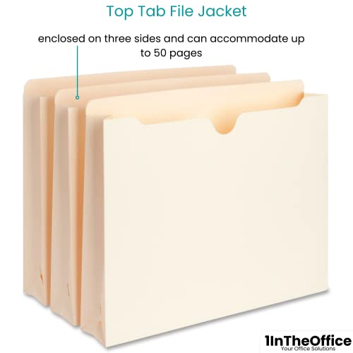 1Intheoffice File Jackets Letter Size 2 Inch Expansion Expanding File Pockets, Manila File Jackets, White, 50 Pack #TOP3