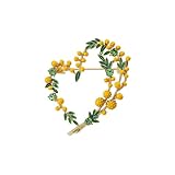 ブローチ フラワー 花 ミモザ ハート マーガレット いちご てんとう虫 カエル ラッキーアイテム (ミモザハート)