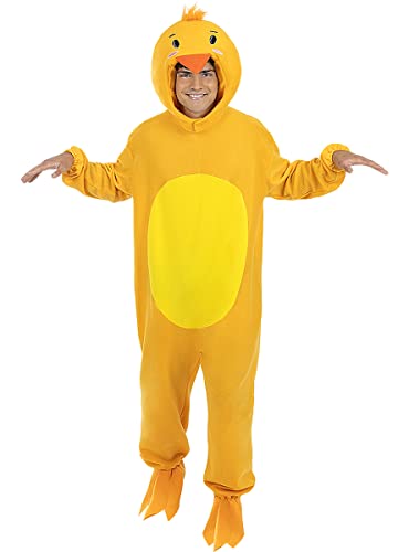 Funidelia | Déguisement poussin pour homme ▶ Animaux, Poule, Coq, Poulet - Déguisement pour Adultes et accessoires pour Halloween, carnaval et fêtes - Taille S-M - Jaune Cover