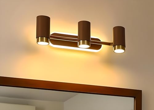 Image of FILLISKA 3 in 1 Double Wall spot /Picture /Display /Mirror Light with Adjustable Head and Colour Changing Function (18 Watt MattBrown & Gold-587)