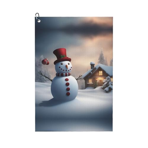 SSIMOO Serviette de golf à usage général, motif bonhomme de neige de Noël, accessoire de golf personnalisé pour homme, absorbant et polyvalent