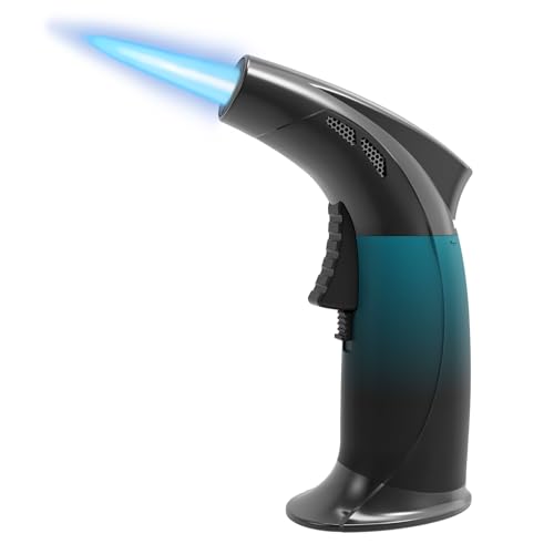 Lamsen Cooking Torch Lighter - Refillable Butane Torch with Flame Lock, Adjustable Flame Mini Blow Torch Set for Cooking, Baking, Creme Brulee, Soldering (Gas Not Included)