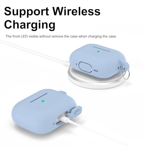 Image of for AirPods Pro 2nd 1st Generation Case Cover with Keychain, Protective Soft Silicone Skin Accessories for Apple AirPods Pro Charging Case 2022 /2019, Front LED Visible, Light Blue