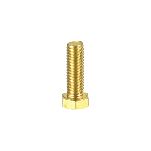Image of uxcell Brass Hex Bolts, 3 /8-16x1-3 /16 1pcs Fully Thread Grade 4.8 Solid Brass Hexagon Head Bolt Machine Screws for Machinery